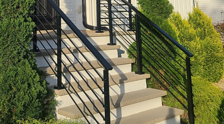 Black metallic railings